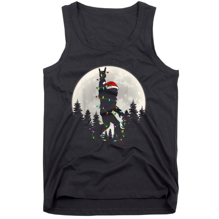 Santa Bigfoot Christmas Lights Funny Xmas Sasquatch Tank Top