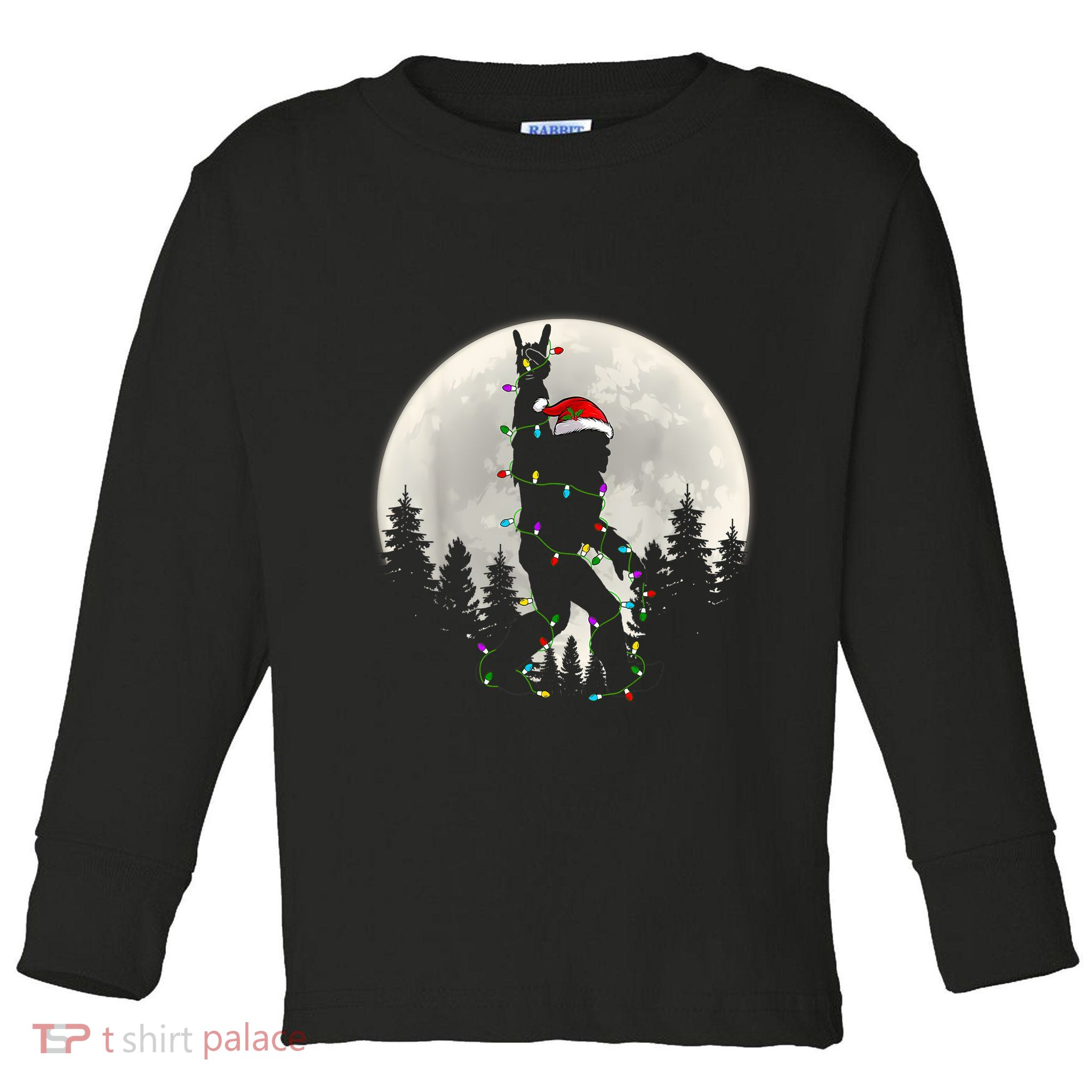 Santa Bigfoot Christmas Lights Funny Xmas Sasquatch Toddler Long Sleeve Shirt