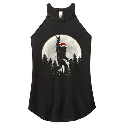 Santa Bigfoot Christmas Lights Funny Xmas Sasquatch Women's Perfect Tri Rocker Tank