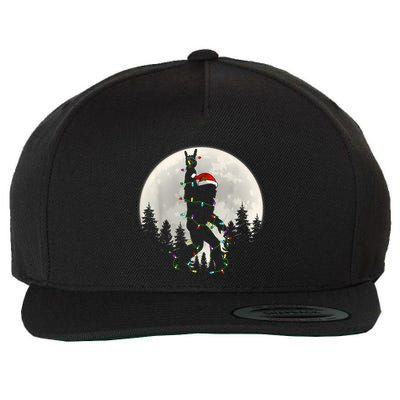 Santa Bigfoot Christmas Lights Funny Xmas Sasquatch Wool Snapback Cap