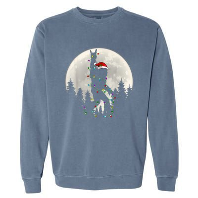 Santa Bigfoot Christmas Lights Funny Xmas Sasquatch Garment-Dyed Sweatshirt