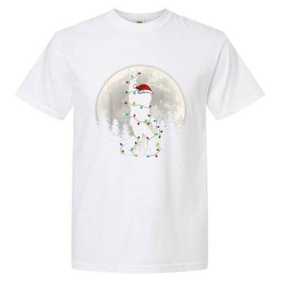 Santa Bigfoot Christmas Lights Funny Xmas Sasquatch Garment-Dyed Heavyweight T-Shirt