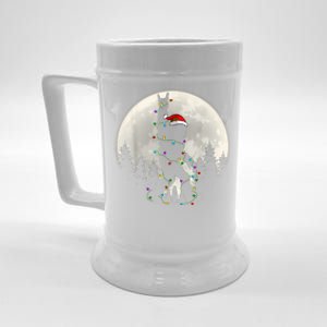 Santa Bigfoot Christmas Lights Funny Xmas Sasquatch Beer Stein