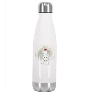 Santa Bigfoot Christmas Lights Funny Xmas Sasquatch Stainless Steel Insulated Water Bottle