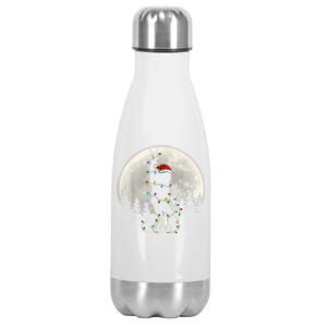 Santa Bigfoot Christmas Lights Funny Xmas Sasquatch Stainless Steel Insulated Water Bottle