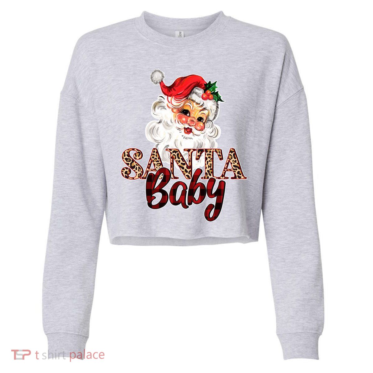 Santa Baby Cute Christmas Gift Cropped Pullover Crew