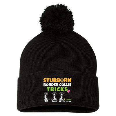 Stubborn Border Collie Tricks I Dog Lover I Border Collie Pom Pom 12in Knit Beanie