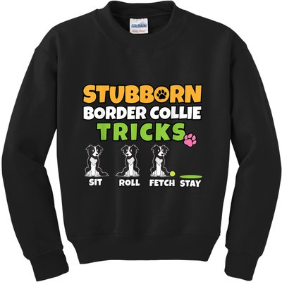 Stubborn Border Collie Tricks I Dog Lover I Border Collie Kids Sweatshirt
