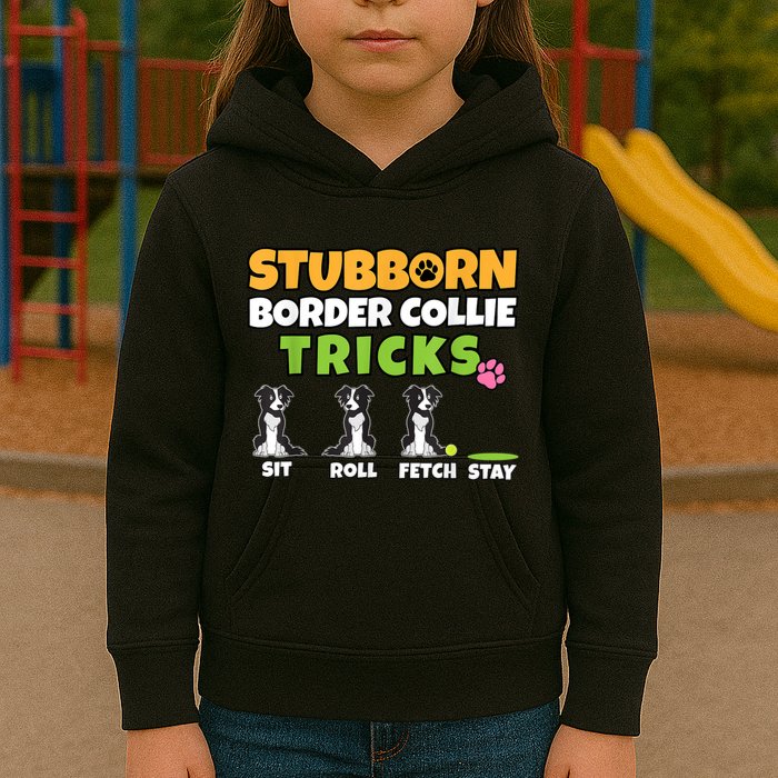 Stubborn Border Collie Tricks I Dog Lover I Border Collie Kids Hoodie