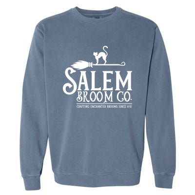 Salem Broom Company Witch Costume Halloween Black Cat Cute Gift Garment-Dyed Sweatshirt