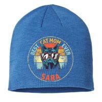 Sara Best Cat Mom Ever Funny Custom Personalized Name Funny Gift Sustainable Beanie