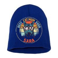 Sara Best Cat Mom Ever Funny Custom Personalized Name Funny Gift Short Acrylic Beanie