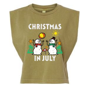 Snowman Beach Christmas In July Xmas Summer Garment-Dyed Women's Muscle Tee