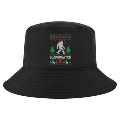 Slapsquatch Bigfoot Carrying A Hockey Stick Ugly Christmas Great Gift Cool Comfort Performance Bucket Hat