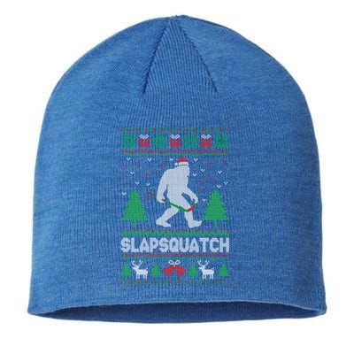 Slapsquatch Bigfoot Carrying A Hockey Stick Ugly Christmas Great Gift Sustainable Beanie