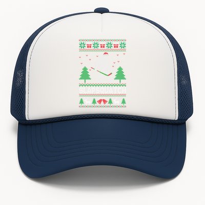 Slapsquatch Bigfoot Carrying A Hockey Stick Ugly Christmas Great Gift Trucker Hat