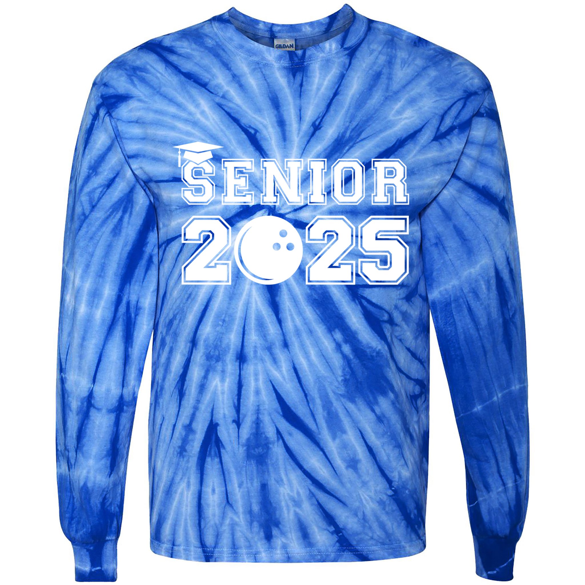 Senior Bowling Class Of 2025 Graduation School Graduate Cool Gift Tie-Dye Long Sleeve Shirt