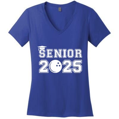 Senior Bowling Class Of 2025 Graduation School Graduate Cool Gift Women's V-Neck T-Shirt