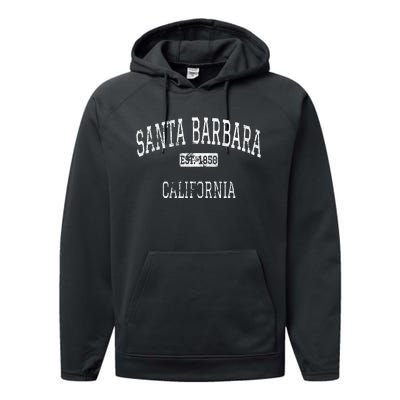 Santa Barbara California Ca Vintage Performance Fleece Hoodie