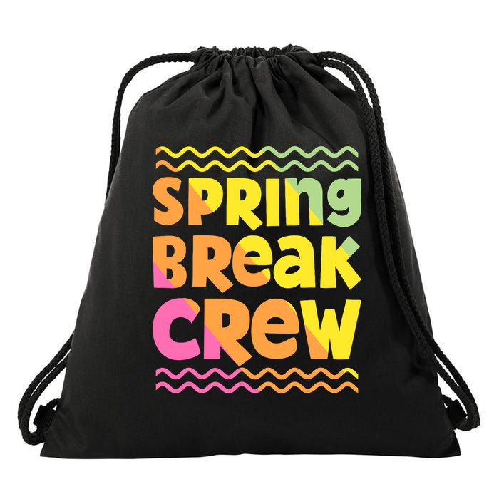 Spring Break Crew Retro Groovy 2025 Drawstring Bag