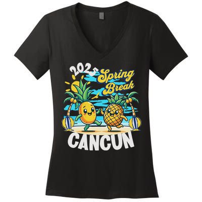 Spring Break Cancun 2025 Family Vacay Souvenir Summer 2025 Women's V-Neck T-Shirt