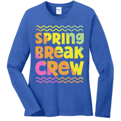 Spring Break Crew Groovy 2025  Ladies Long Sleeve Shirt