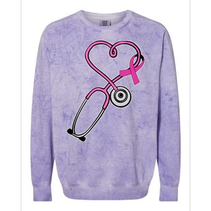 Stethoscope Breast Cancer Awareness Ribbon Colorblast Crewneck Sweatshirt