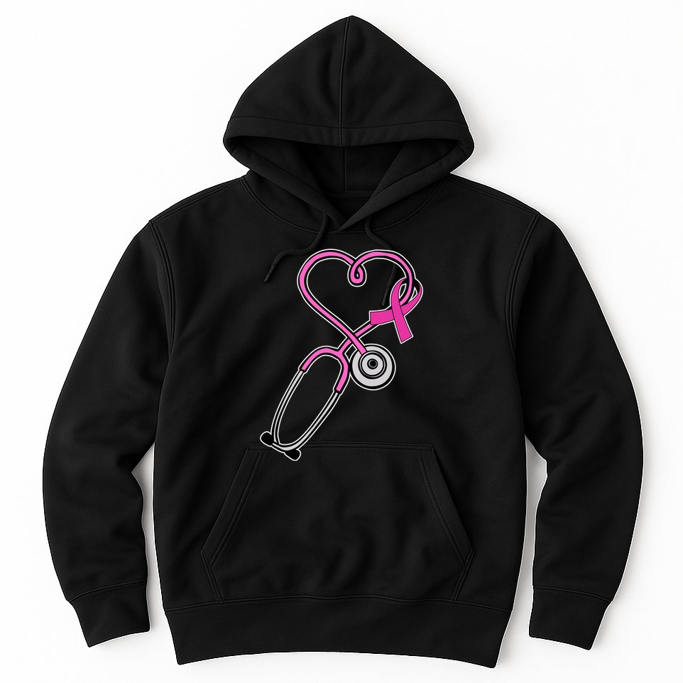 Stethoscope Breast Cancer Awareness Ribbon Hoodie