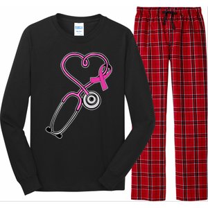 Stethoscope Breast Cancer Awareness Ribbon Long Sleeve Pajama Set