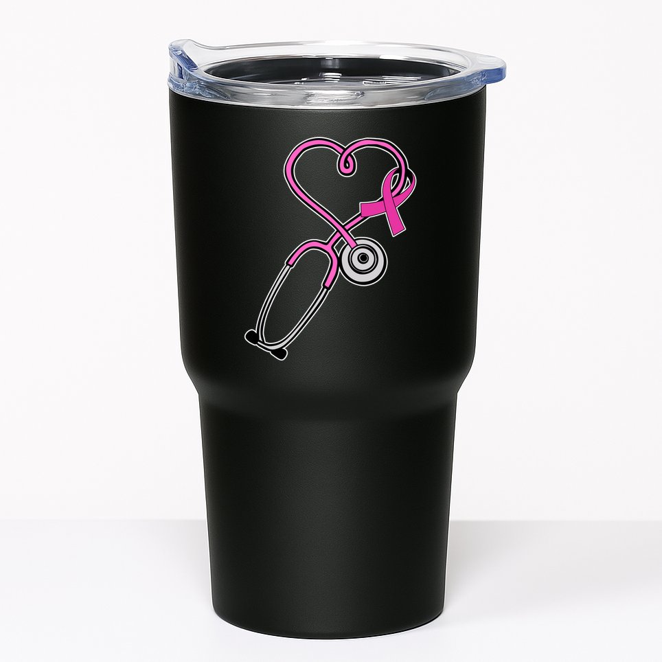 Stethoscope Breast Cancer Awareness Ribbon Tumbler