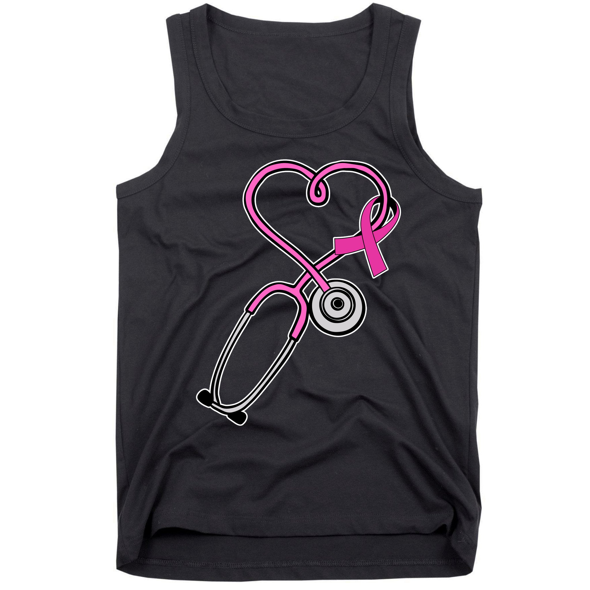 Stethoscope Breast Cancer Awareness Ribbon Tank Top