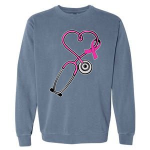 Stethoscope Breast Cancer Awareness Ribbon Garment-Dyed Sweatshirt