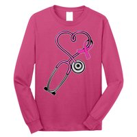 Stethoscope Breast Cancer Awareness Ribbon Long Sleeve Shirt