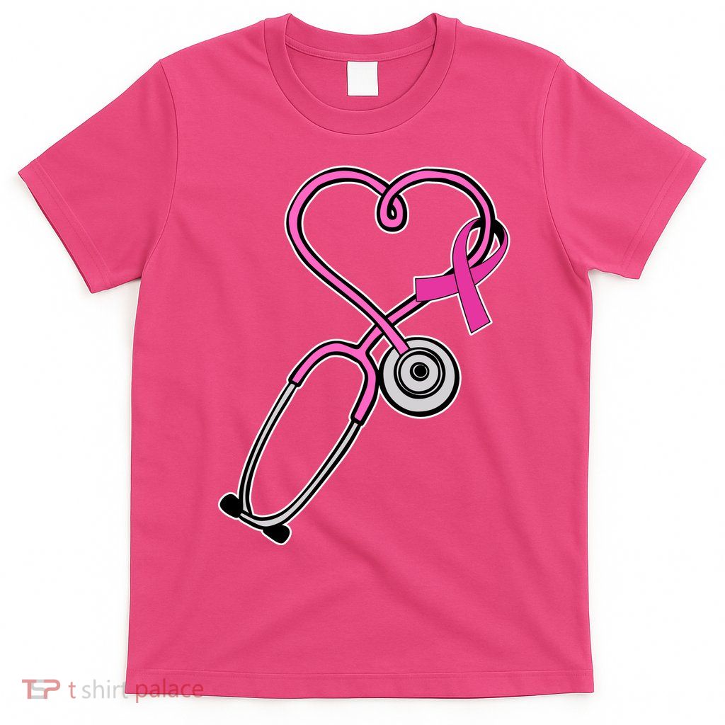 Stethoscope Breast Cancer Awareness Ribbon T-Shirt