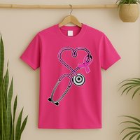 Stethoscope Breast Cancer Awareness Ribbon T-Shirt