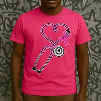 Stethoscope Breast Cancer Awareness Ribbon T-Shirt