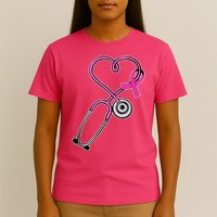 Stethoscope Breast Cancer Awareness Ribbon T-Shirt