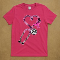 Stethoscope Breast Cancer Awareness Ribbon T-Shirt