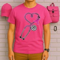 Stethoscope Breast Cancer Awareness Ribbon T-Shirt