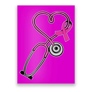 Stethoscope Breast Cancer Awareness Ribbon Poster