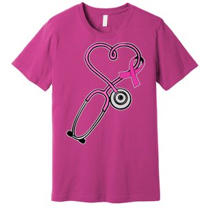 Stethoscope Breast Cancer Awareness Ribbon Premium T-Shirt