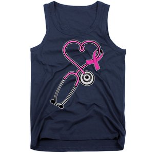 Stethoscope Breast Cancer Awareness Ribbon Tank Top