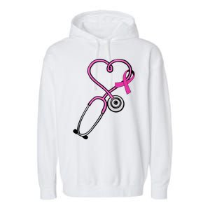 Stethoscope Breast Cancer Awareness Ribbon Garment-Dyed Fleece Hoodie