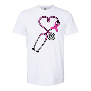 Stethoscope Breast Cancer Awareness Ribbon Softstyle CVC T-Shirt