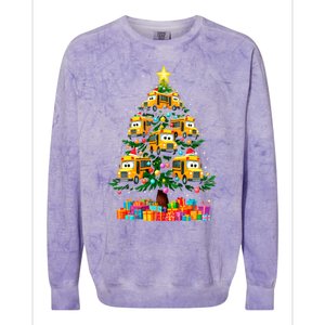 School Bus Christmas Tree Xmas Holidays School Bus Driver Gift Colorblast Crewneck Sweatshirt