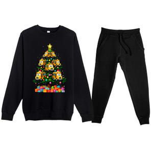 School Bus Christmas Tree Xmas Holidays School Bus Driver Gift Premium Crewneck Sweatsuit Set