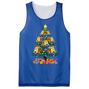 School Bus Christmas Tree Xmas Holidays School Bus Driver Gift Mesh Reversible Basketball Jersey Tank