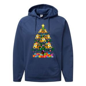 School Bus Christmas Tree Xmas Holidays School Bus Driver Gift Performance Fleece Hoodie