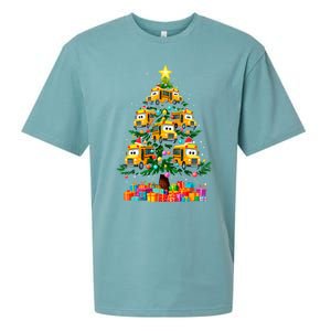 School Bus Christmas Tree Xmas Holidays School Bus Driver Gift Sueded Cloud Jersey T-Shirt