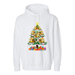 School Bus Christmas Tree Xmas Holidays School Bus Driver Gift Garment-Dyed Fleece Hoodie